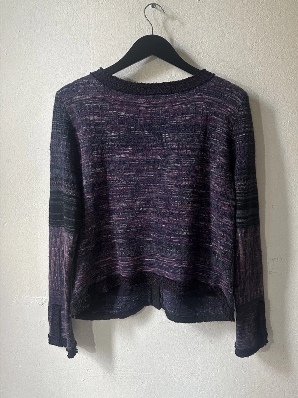 Free People Womens Small Purple Blue Marled Knit Button Sweater Cardigan Boho - Picture 3 of 5